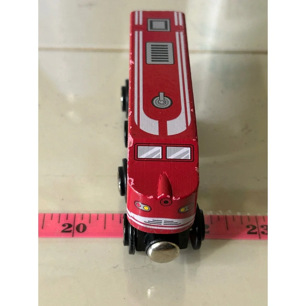 All Aboard Red Express Line Wooden Magnetic Locomotive Train Car Toy